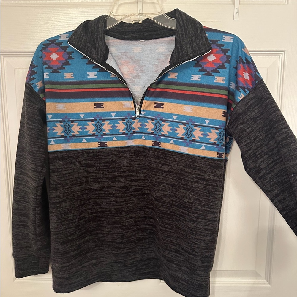 Multicolor Aztec Print Pullover Top